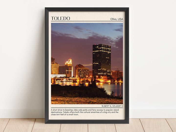 Toledo Minimal Wall Art, Ohio, USA
