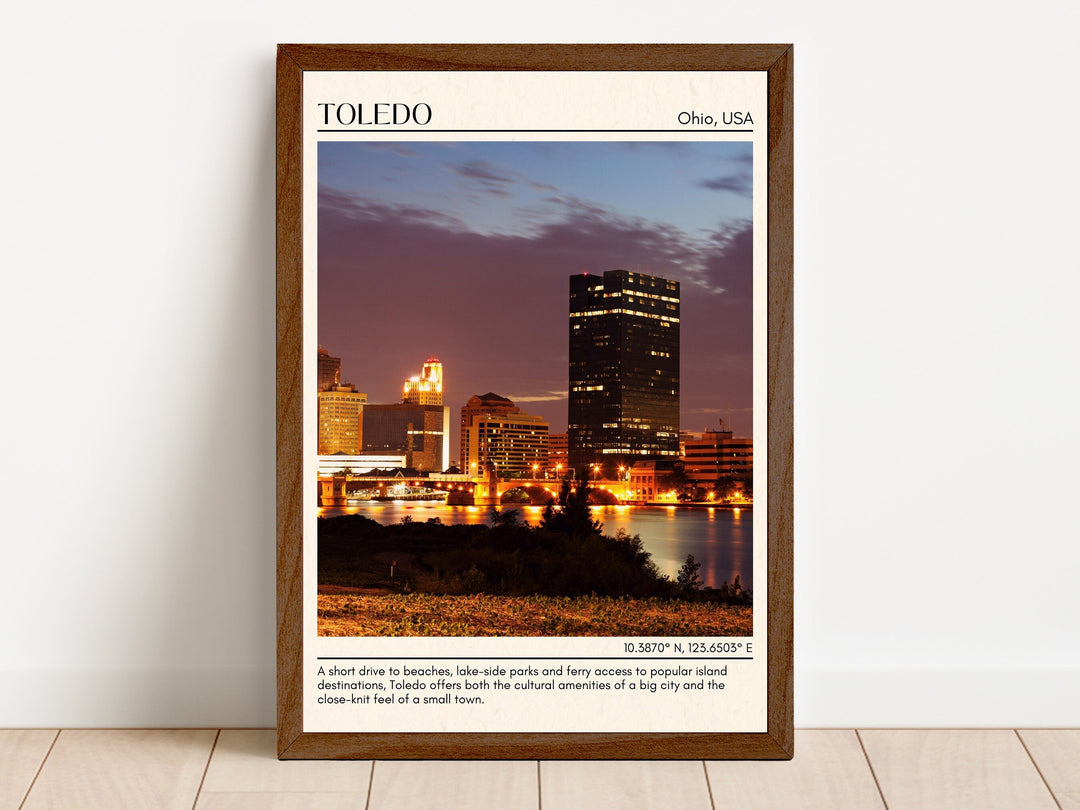 Toledo Minimal Wall Art, Ohio, USA