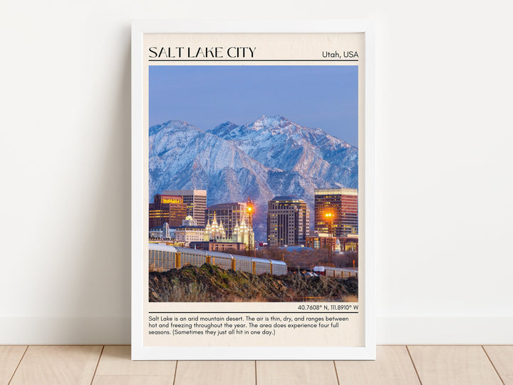 Salt Lake City Minimal Wall Art, Utah, USA