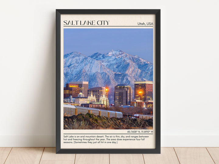 Salt Lake City Minimal Wall Art, Utah, USA