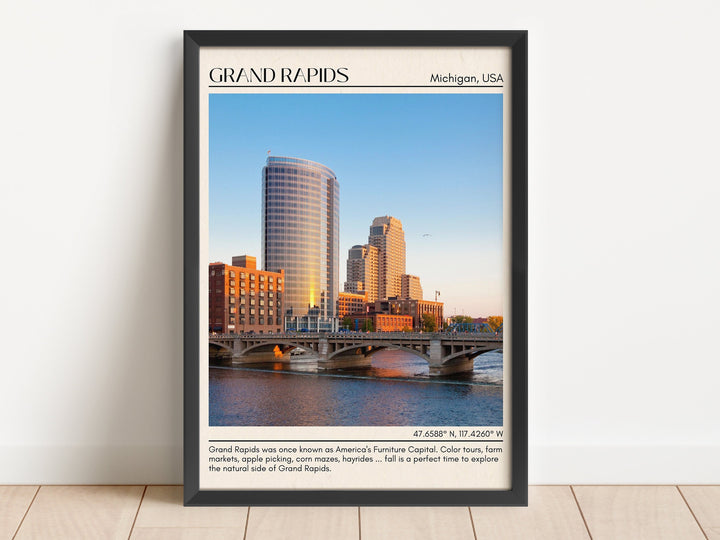 Grand Rapids Minimal Wall Art, Michigan, USA