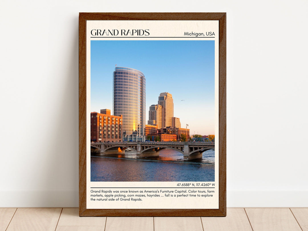 Grand Rapids Minimal Wall Art, Michigan, USA