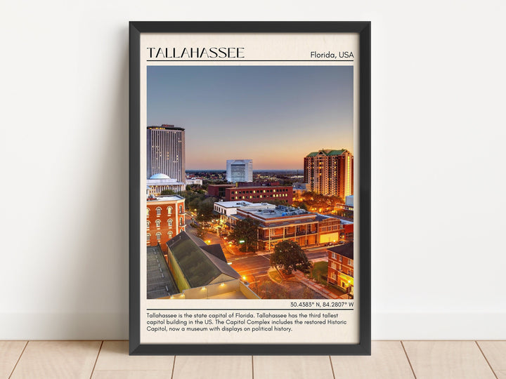 Tallahassee Minimal Wall Art, Florida, USA