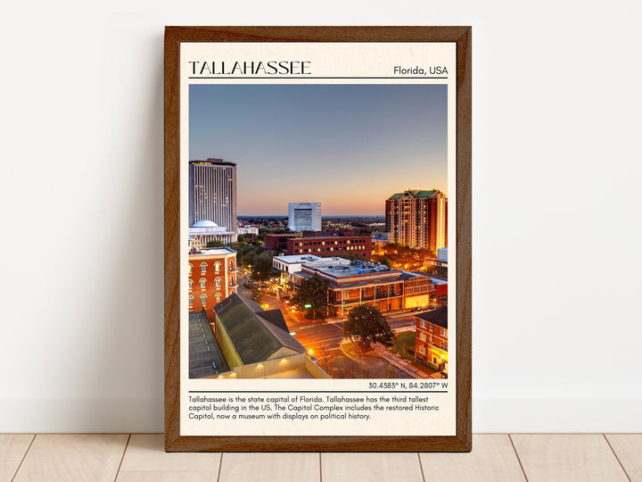 Tallahassee Minimal Wall Art, Florida, USA