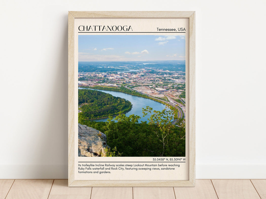 Chattanooga Minimal Wall Art, Tennessee, USA