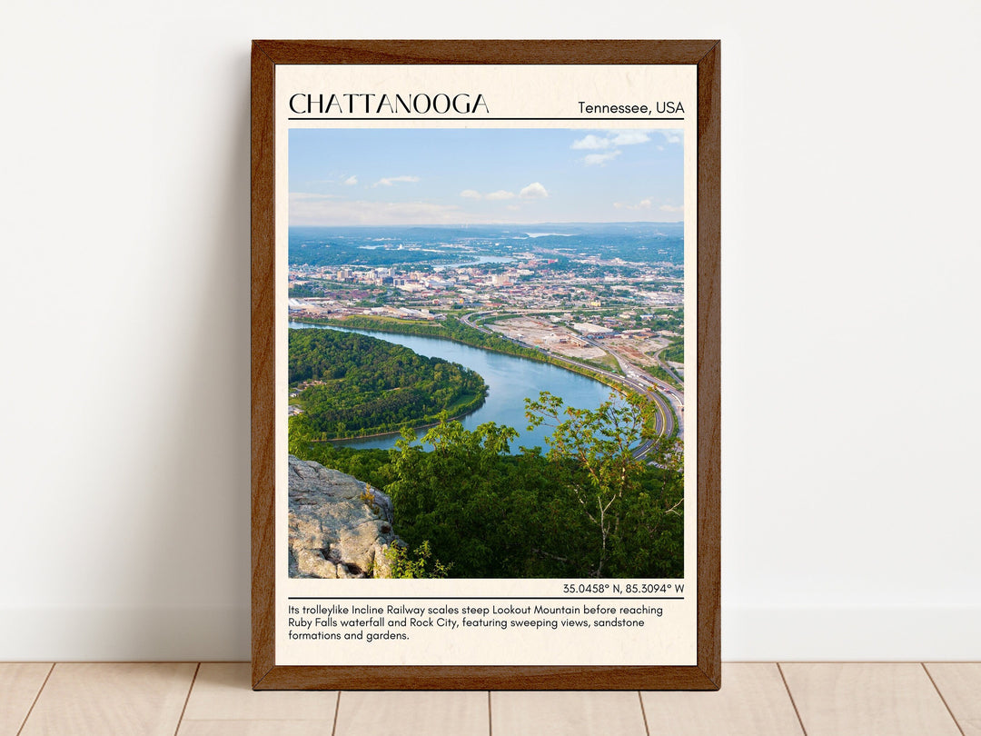 Chattanooga Minimal Wall Art, Tennessee, USA