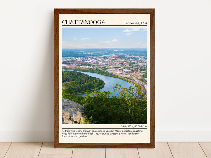 Chattanooga Minimal Wall Art, Tennessee, USA