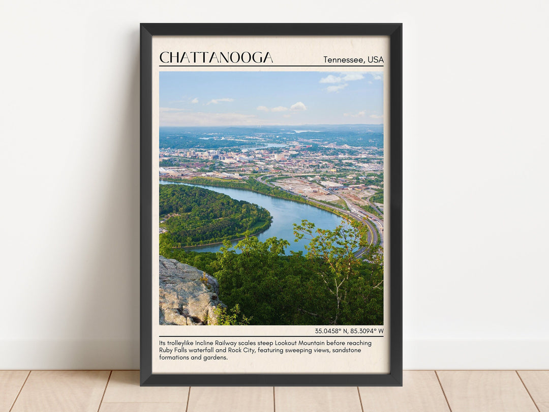 Chattanooga Minimal Wall Art, Tennessee, USA