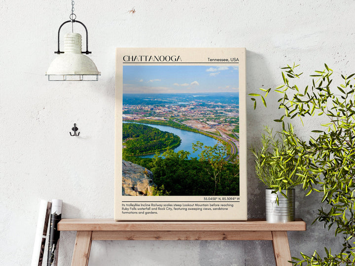 Chattanooga Minimal Wall Art, Tennessee, USA