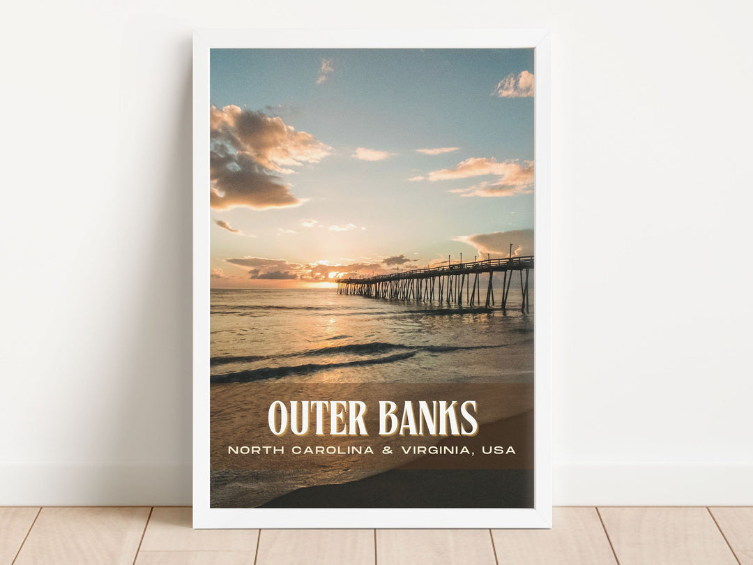 Outer Banks Retro Wall Art, North Carolina & Virginia, USA