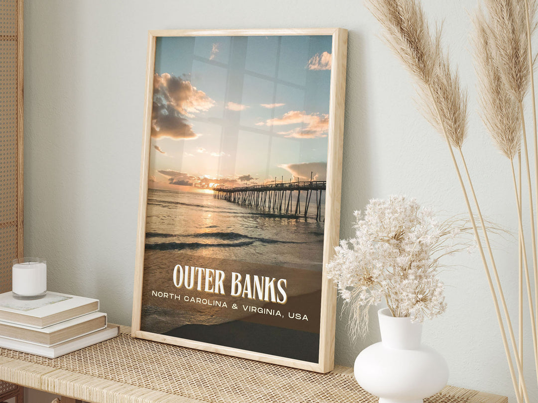 Outer Banks Retro Wall Art, North Carolina & Virginia, USA