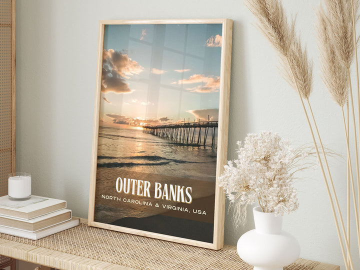 Outer Banks Retro Wall Art, North Carolina & Virginia, USA