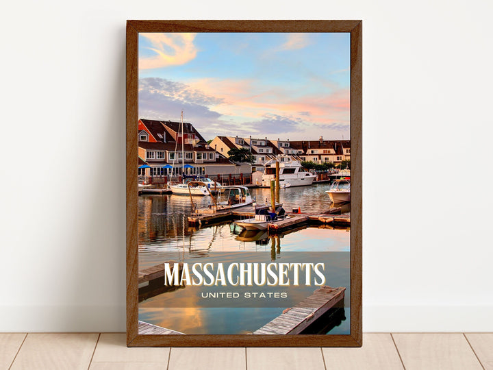 Massachusetts Retro Wall Art, USA