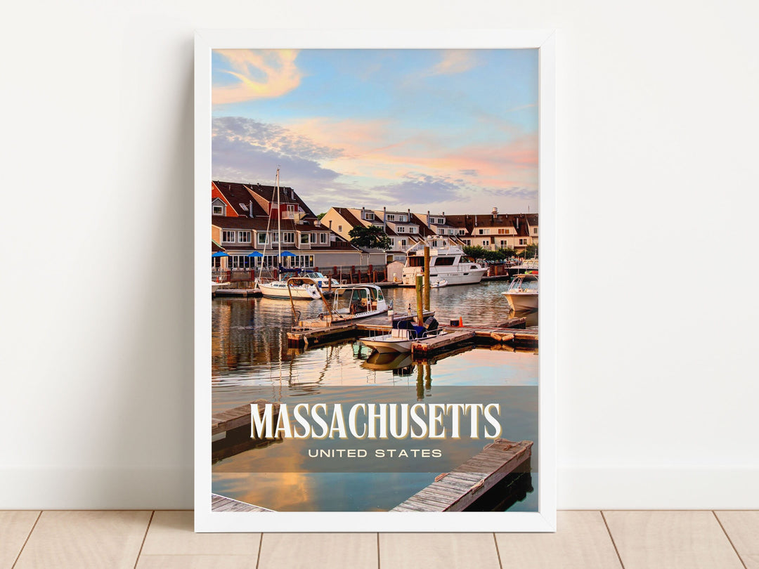 Massachusetts Retro Wall Art, USA