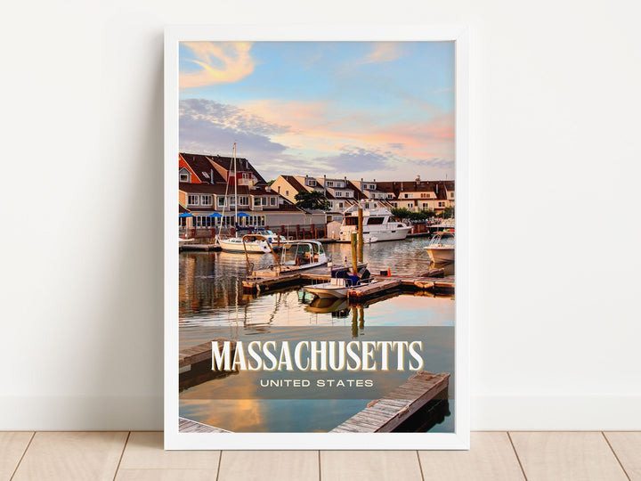 Massachusetts Retro Wall Art, USA