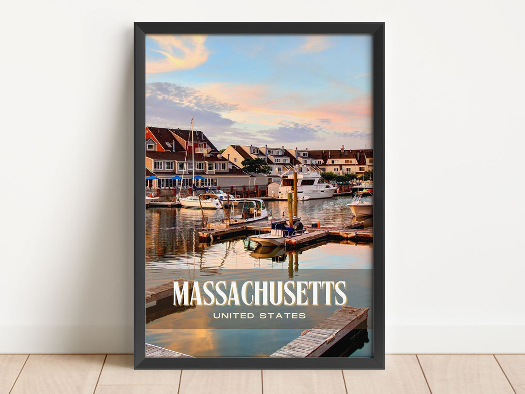 Massachusetts Retro Wall Art, USA