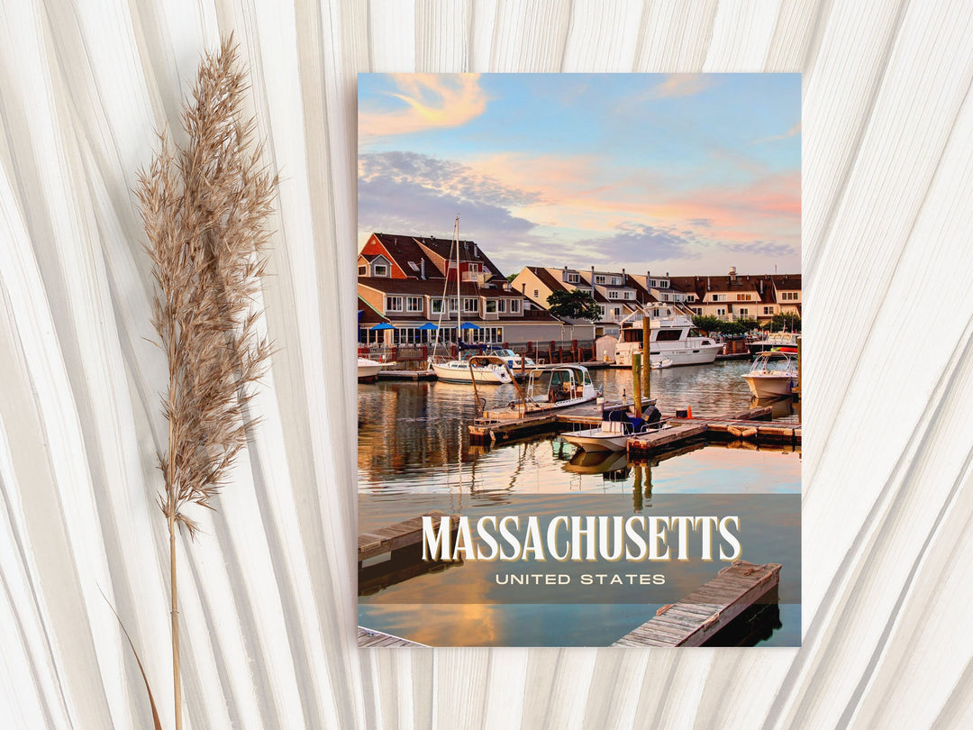 Massachusetts Retro Wall Art, USA