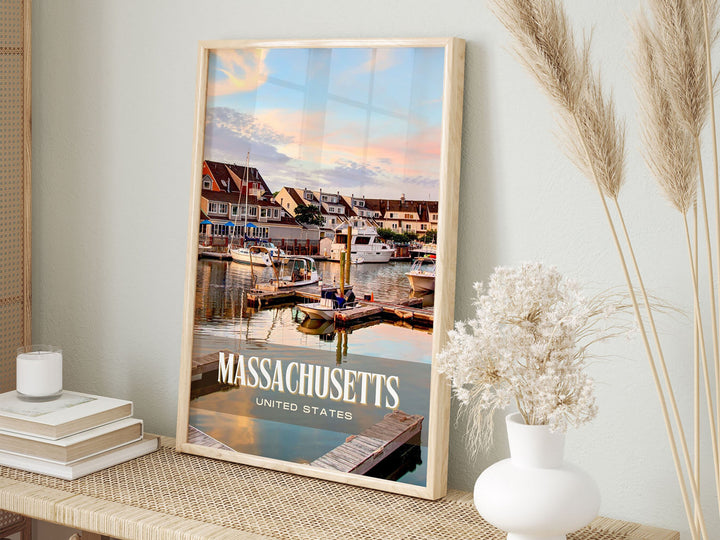 Massachusetts Retro Wall Art, USA