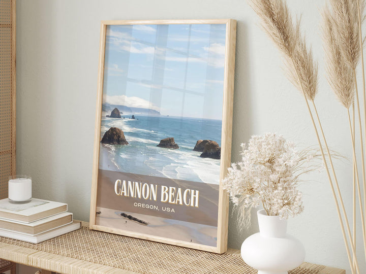 Cannon Beach Retro Wall Art, Oregon, USA