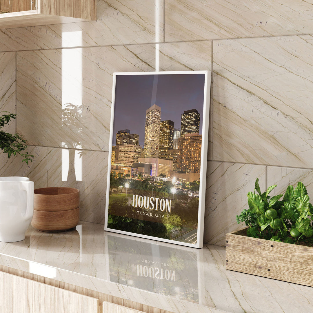 Houston Retro Wall Art, Texas, USA
