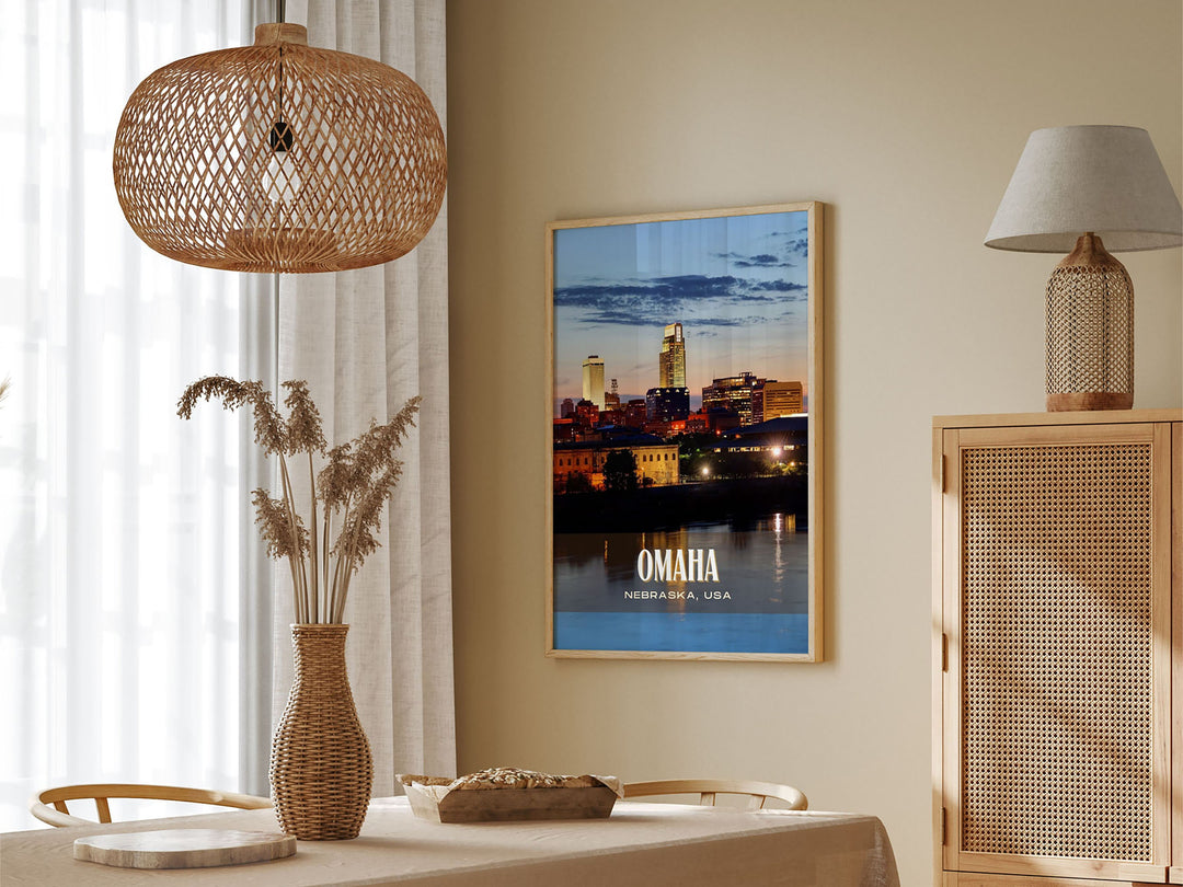 Omaha Retro Wall Art, Nebraska, USA