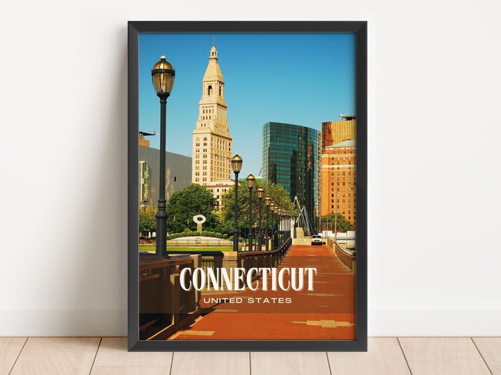 Connecticut Retro Wall Art, USA