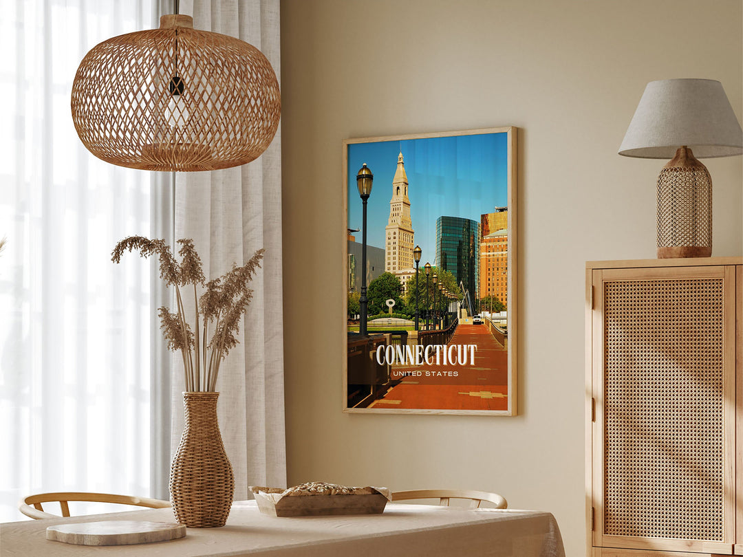 Connecticut Retro Wall Art, USA
