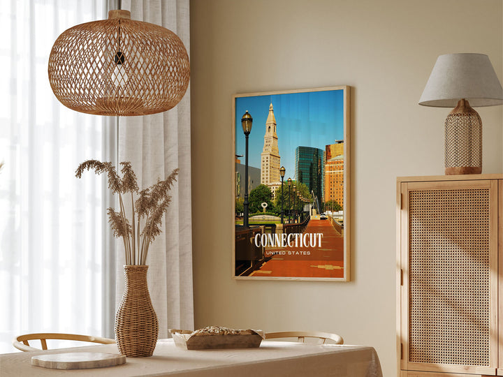 Connecticut Retro Wall Art, USA