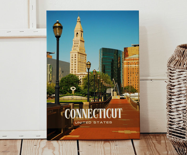 Connecticut Retro Wall Art, USA