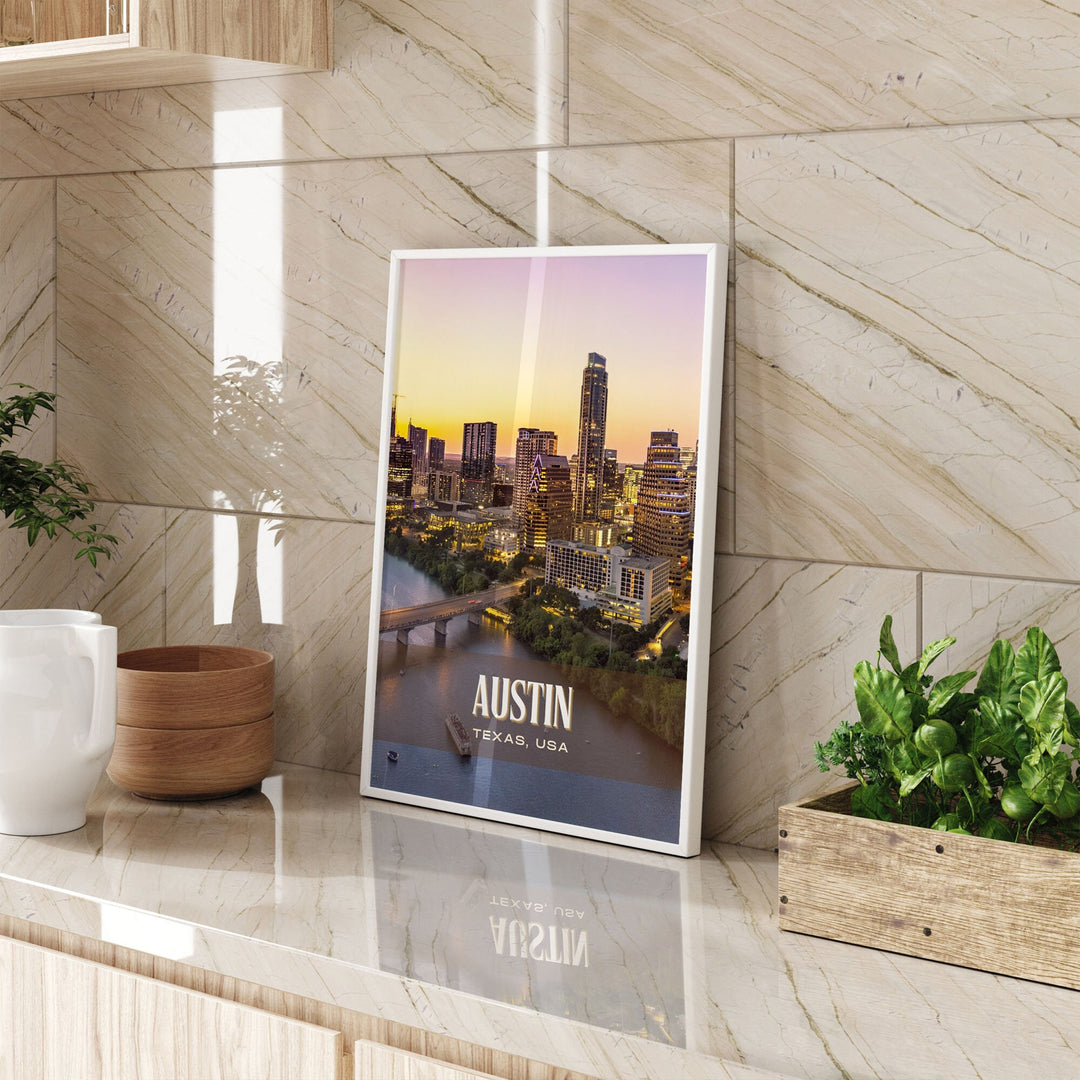 Austin Retro Wall Art, Texas, USA