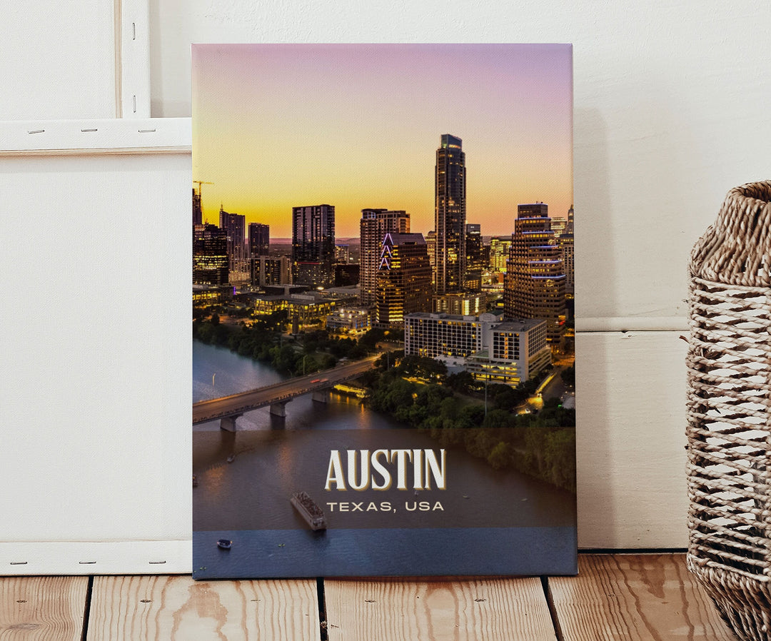 Austin Retro Wall Art, Texas, USA