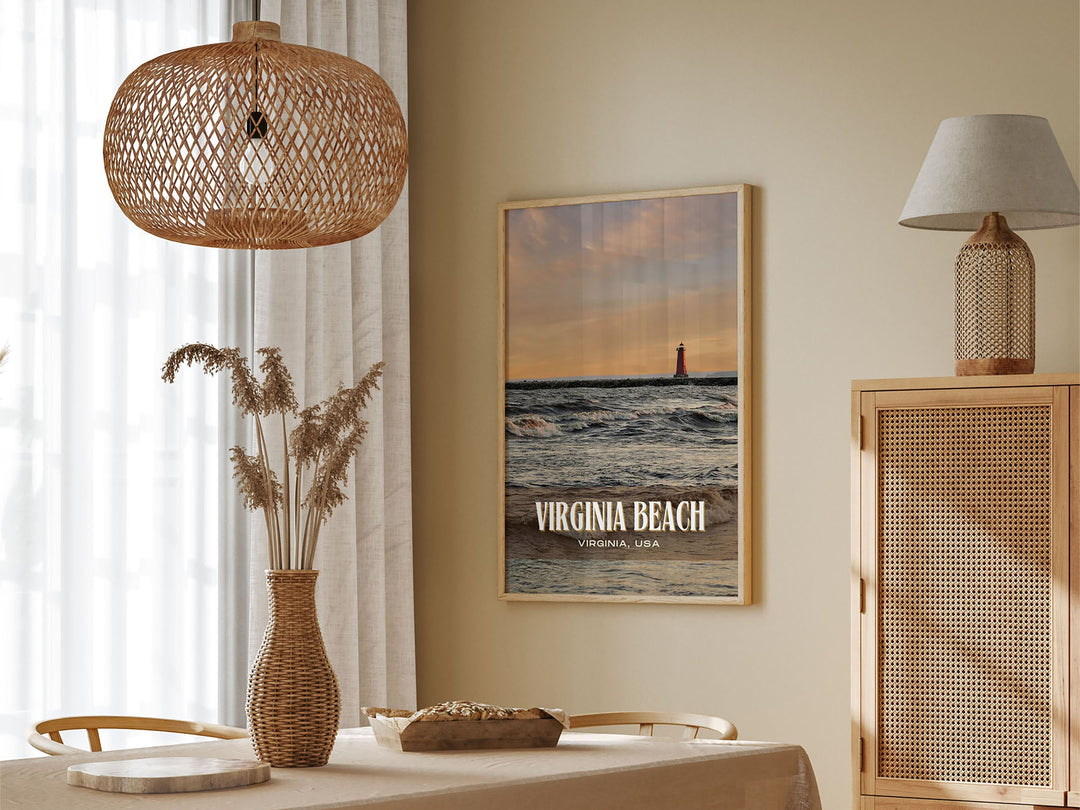 Virginia Beach Retro Wall Art, Virginia, USA