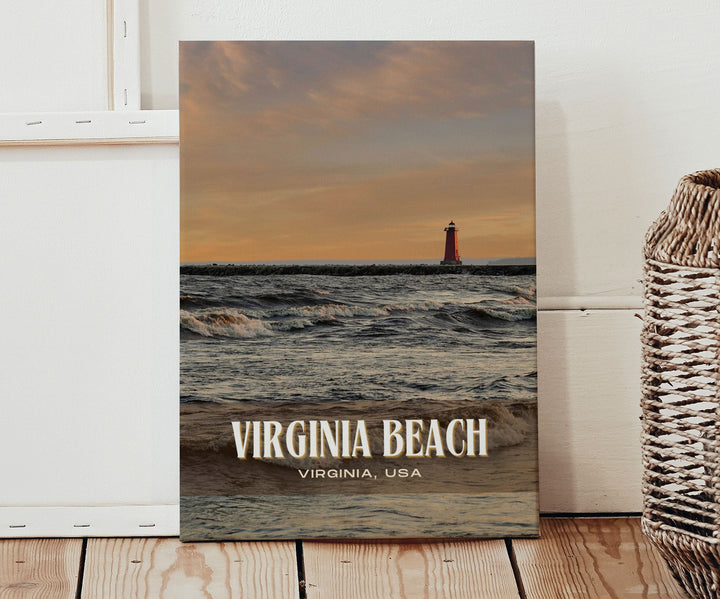 Virginia Beach Retro Wall Art, Virginia, USA