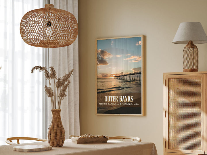 Outer Banks Retro Wall Art, North Carolina & Virginia, USA