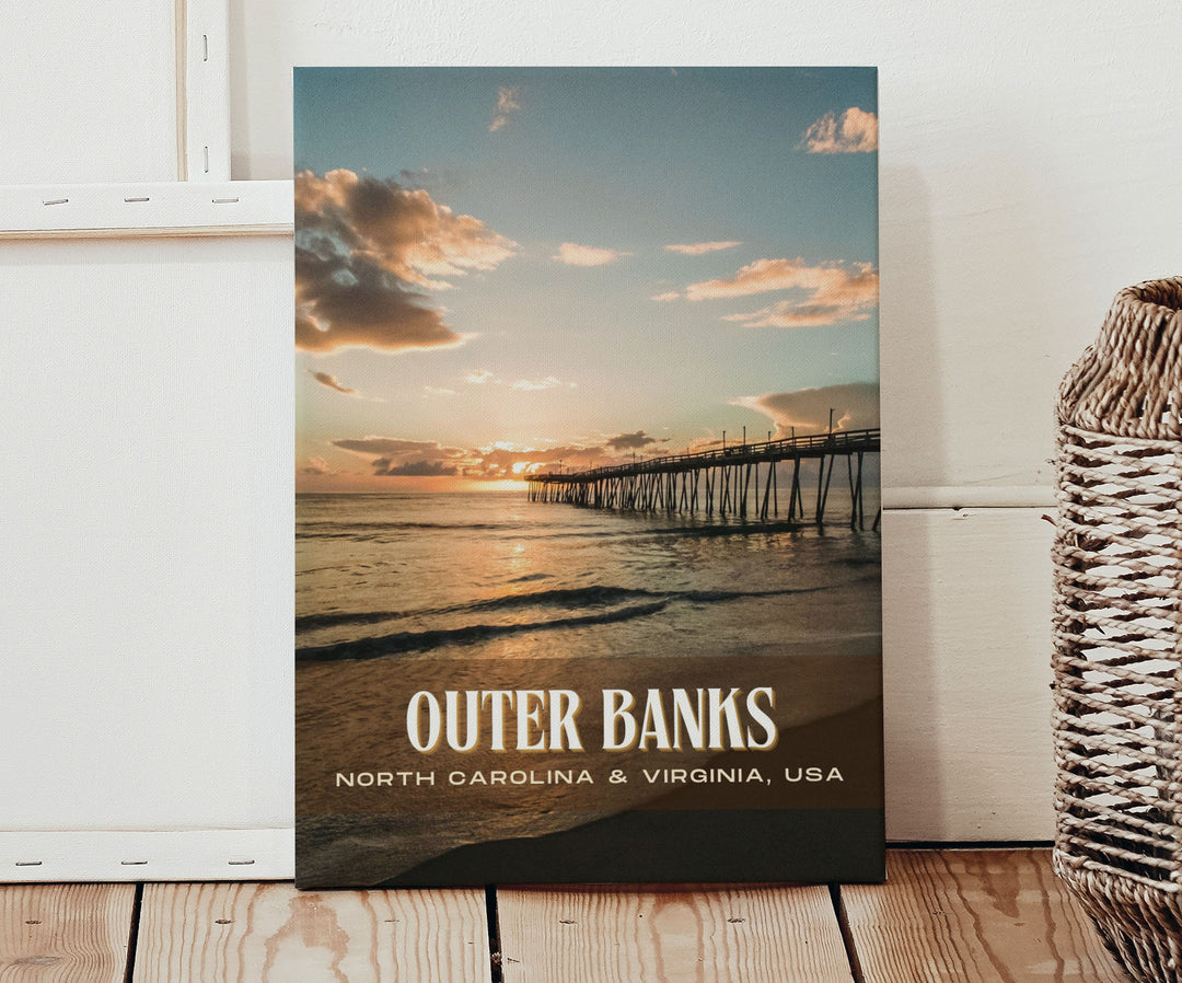 Outer Banks Retro Wall Art, North Carolina & Virginia, USA