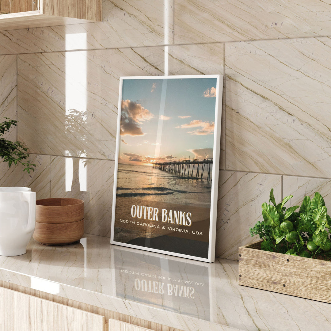 Outer Banks Retro Wall Art, North Carolina & Virginia, USA