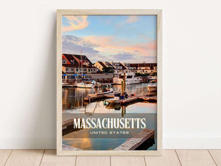 Massachusetts Retro Wall Art, USA