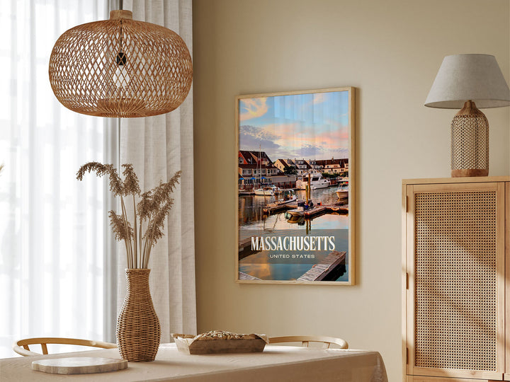 Massachusetts Retro Wall Art, USA