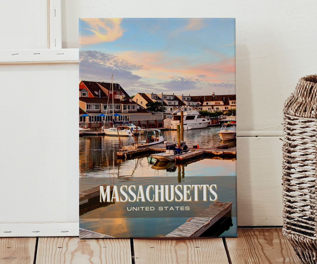 Massachusetts Retro Wall Art, USA