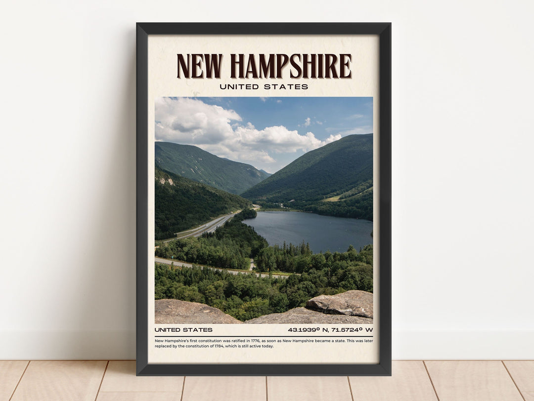 New Hampshire Vintage Wall Art, USA