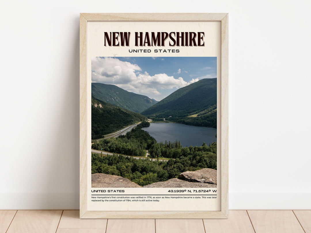 New Hampshire Vintage Wall Art, USA