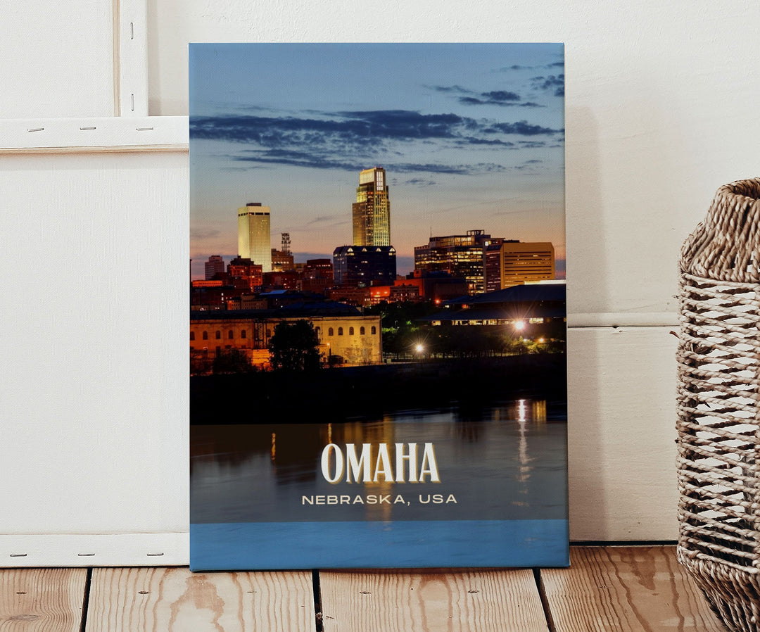 Omaha Retro Wall Art, Nebraska, USA