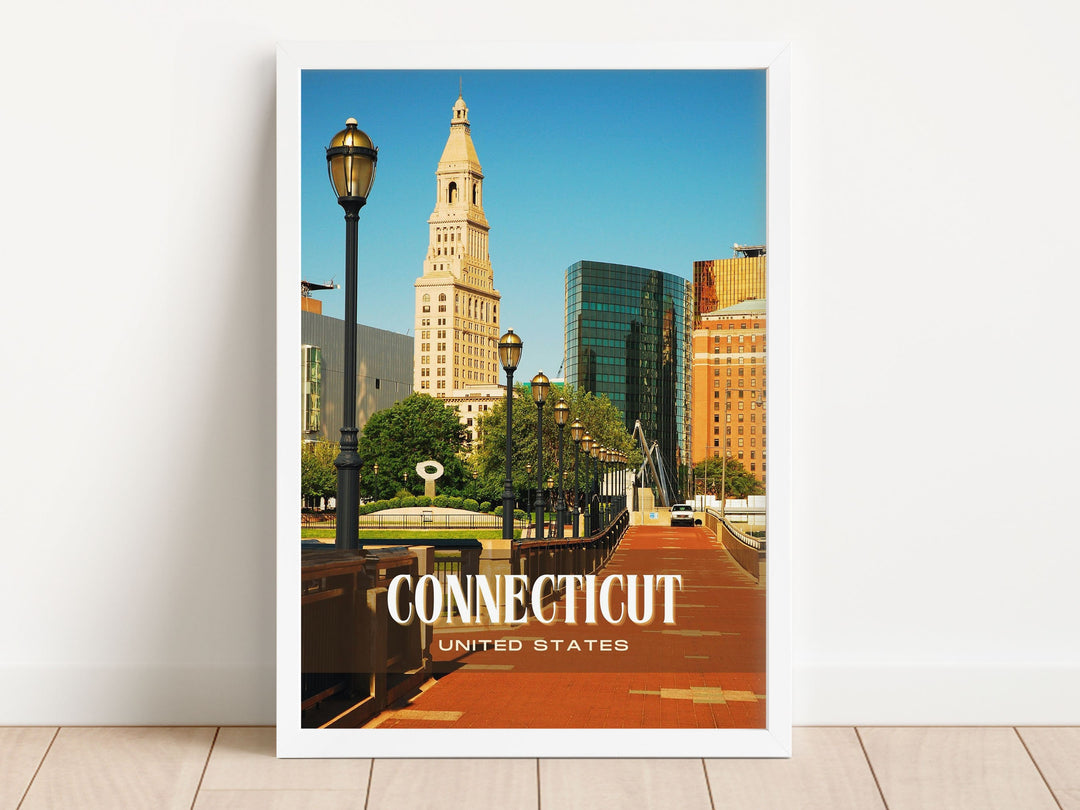 Connecticut Retro Wall Art, USA