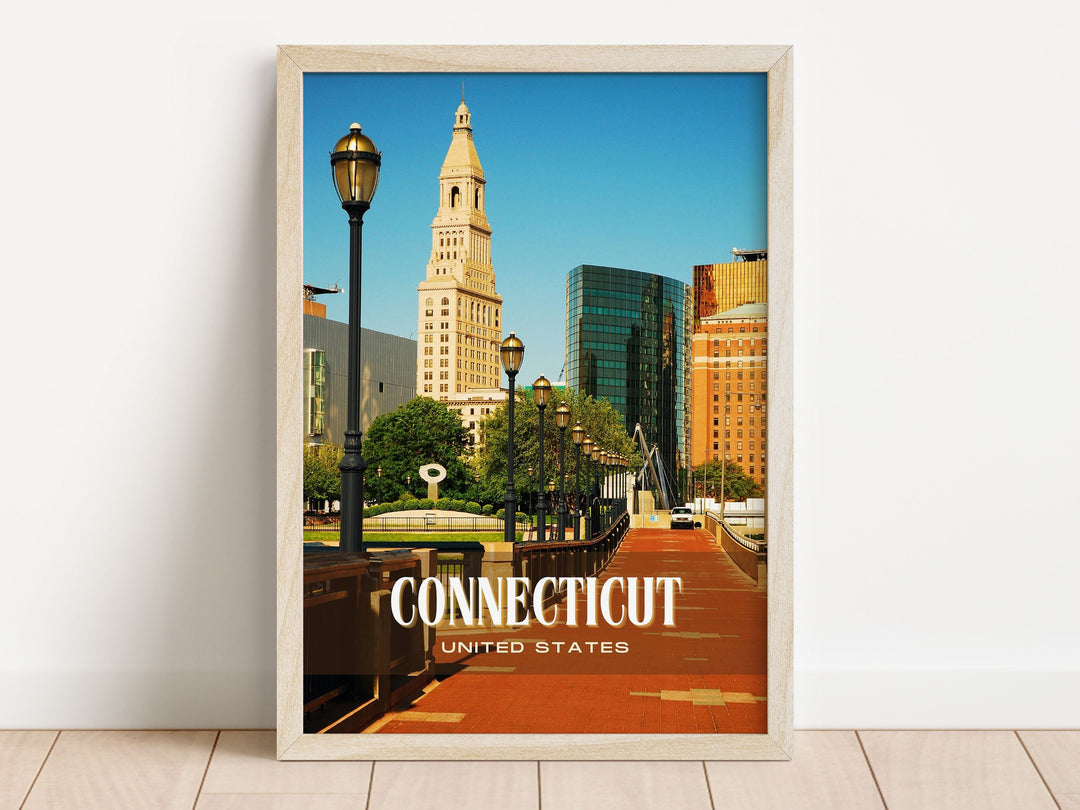 Connecticut Retro Wall Art, USA