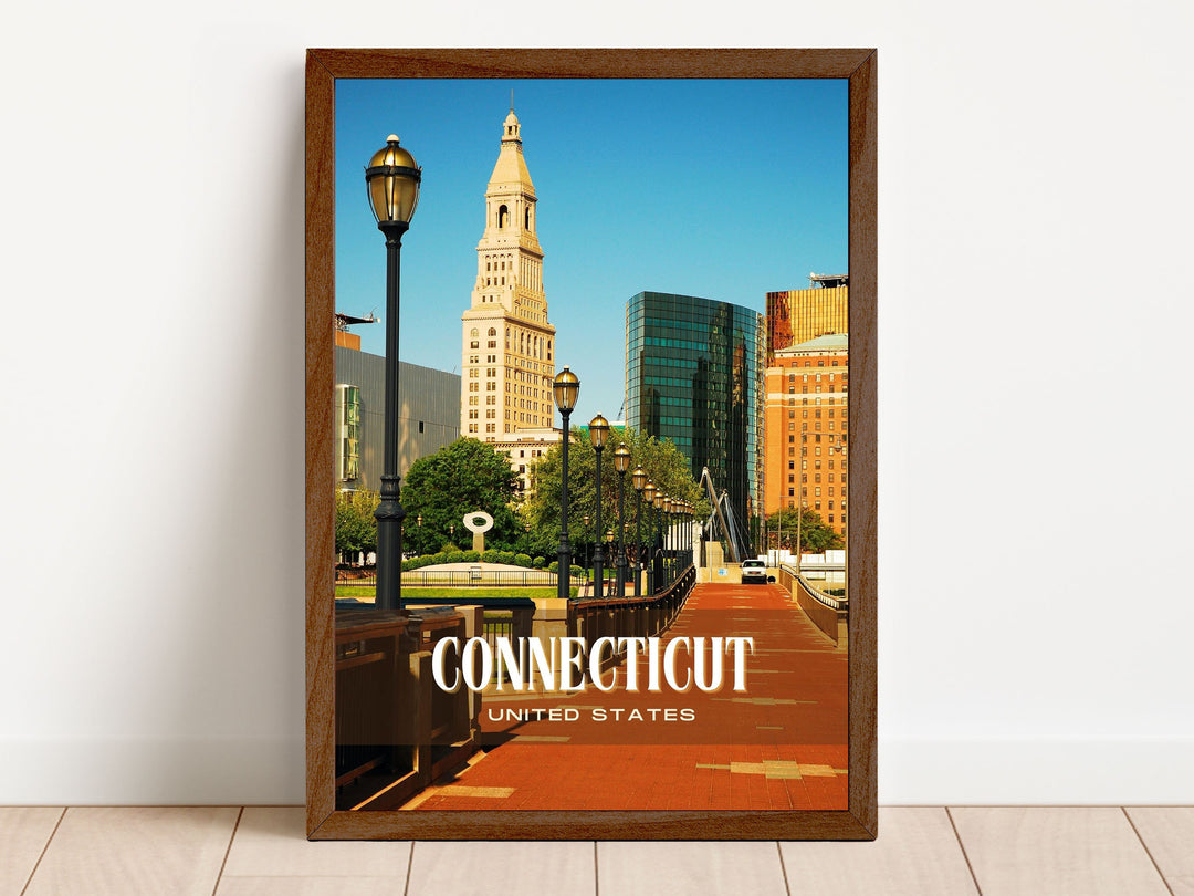 Connecticut Retro Wall Art, USA