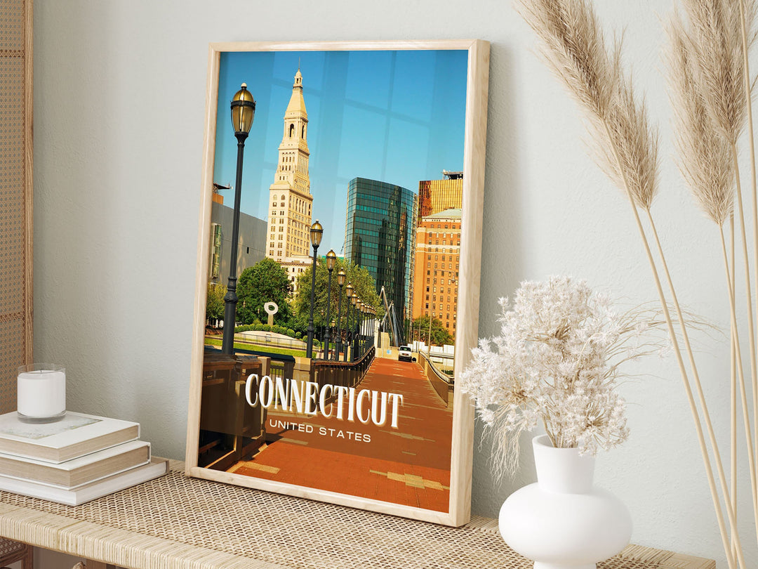 Connecticut Retro Wall Art, USA