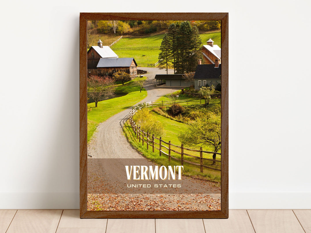 Vermont Retro Wall Art, California, USA
