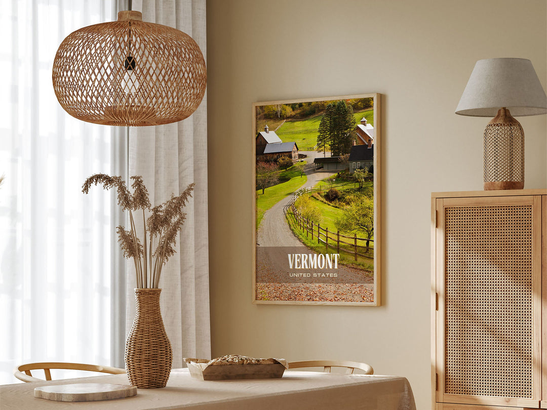 Vermont Retro Wall Art, California, USA