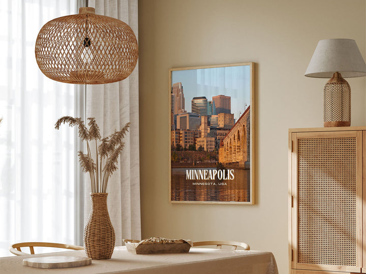 Minneapolis Retro Wall Art, Minnesota, USA