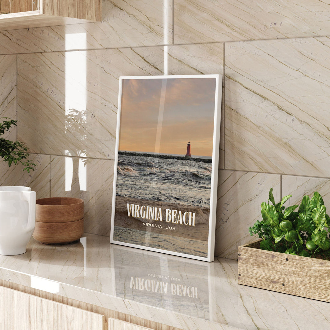 Virginia Beach Retro Wall Art, Virginia, USA